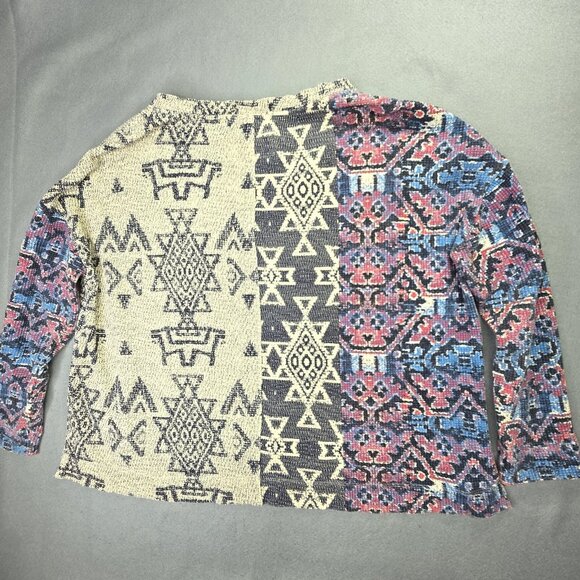 Pilcro Anthropologie Sweater Top Women S Oversized Boxy Thermal Aztec Boho Hippy - Picture 6 of 13